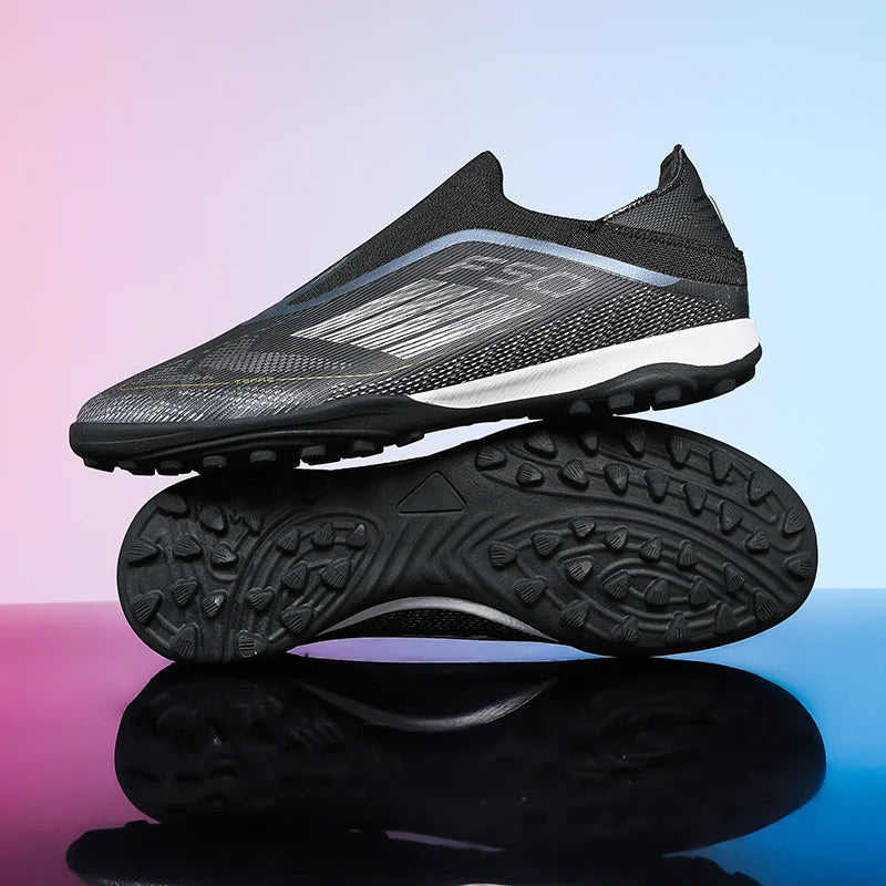 qztzx Chaussures de Football Homme FG Crampons Cuir Verni — Montantes, Terrain Dur EU 32–48