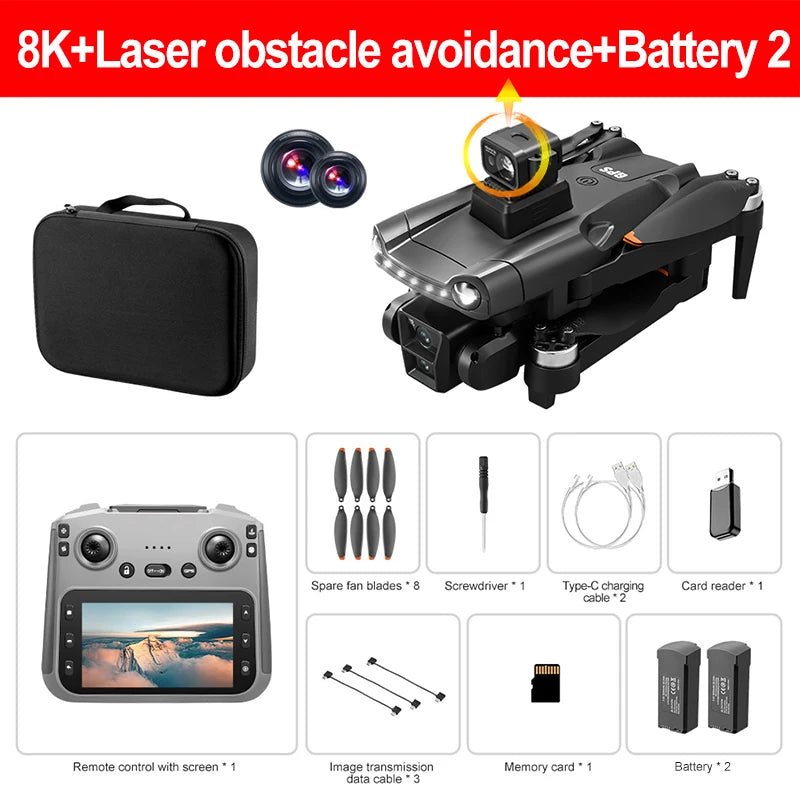 Drone GPS professionnel 4K/8K — double caméra HD, moteur brushless, 5G WiFi FPV, quadricoptère RC