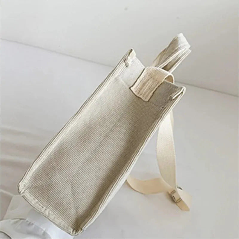 Sac Bandoulière Velours Côtelé Femme — Simple Grande Capacité Petit Carré