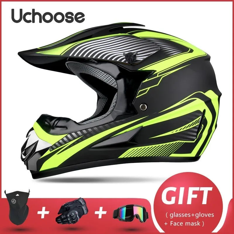 Casque de moto tout-terrain professionnel pour adultes et enfants, casque de moteur de course DOT de descente, cadeau gratuit