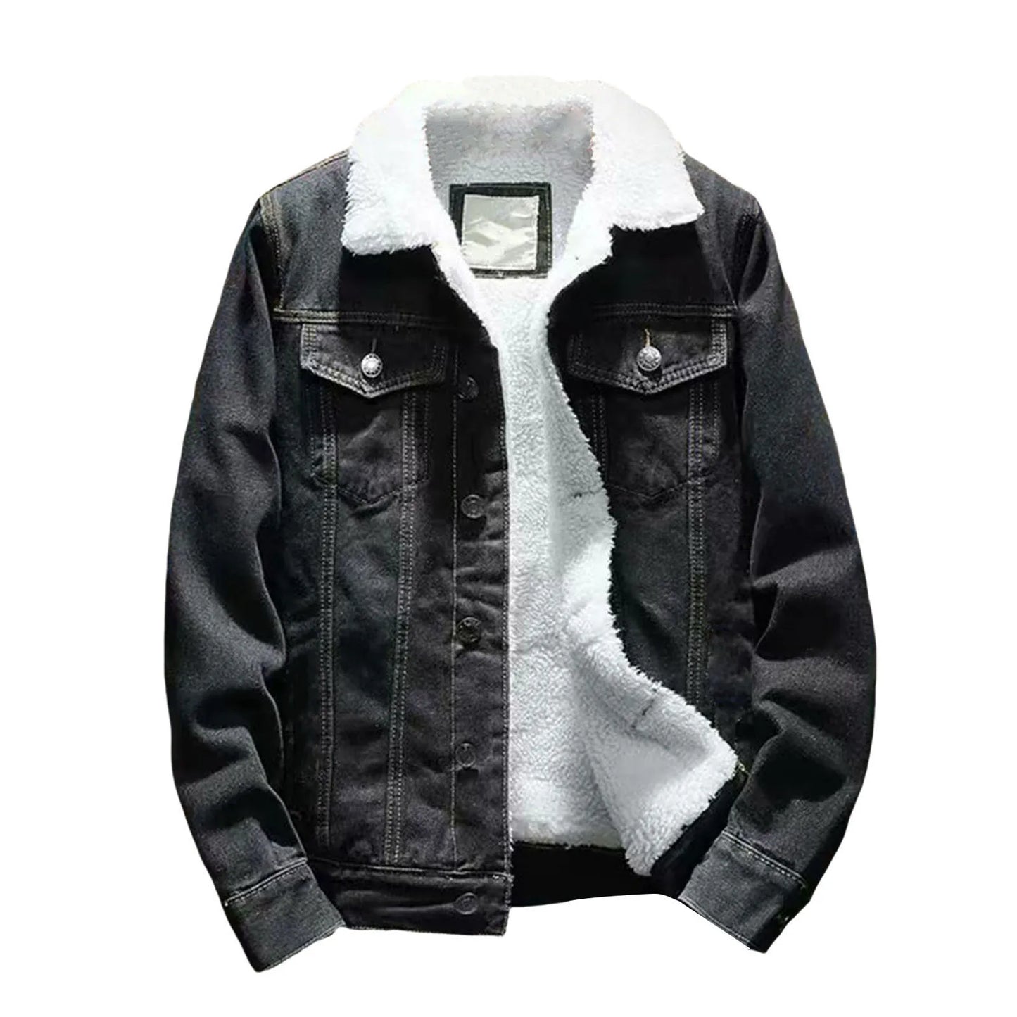 Otoño Hombres forro polar Chaquetas de mezclilla moda moto Vintage chaquetas vaqueras Hombres ajuste Delgado algodón casual negro azul abrigos
