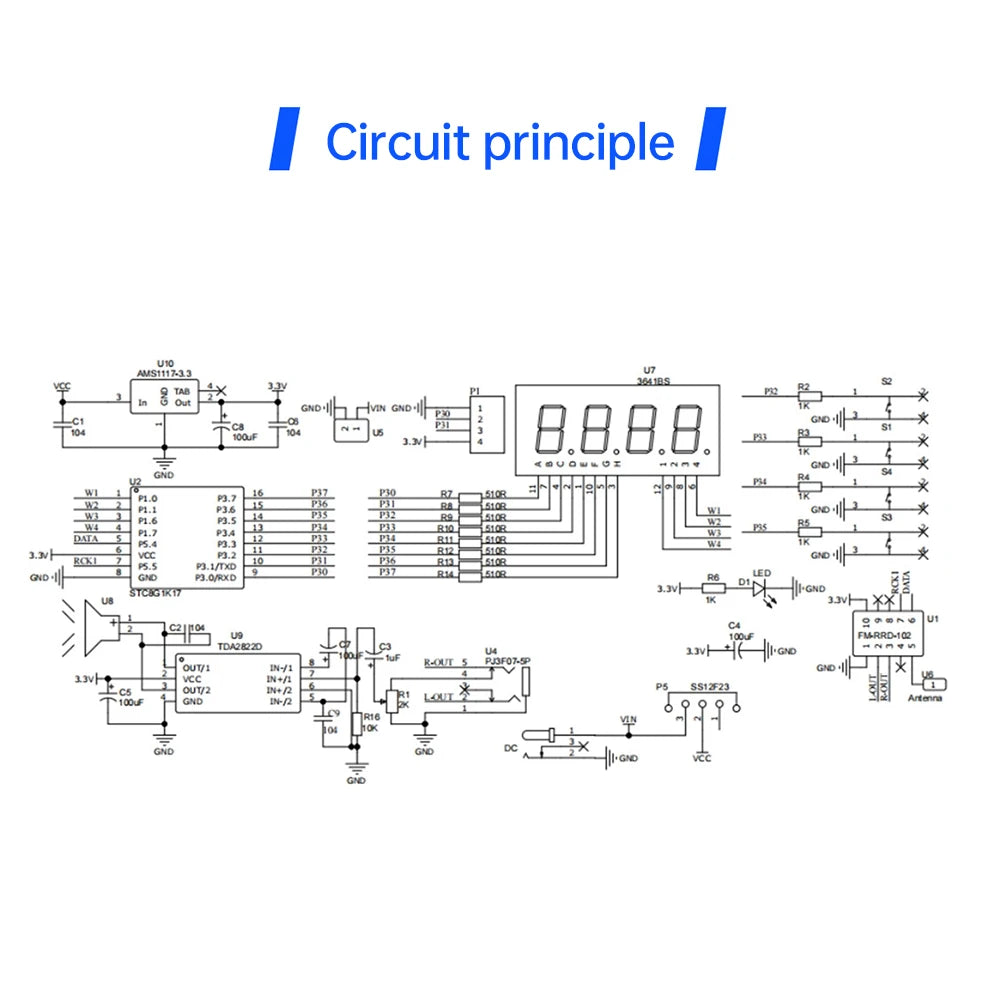 Kit électronique radio FM réglable avec affichage numérique, soudure de pratique de projet, mort, bricolage, 87-108MHz, RDA5807S