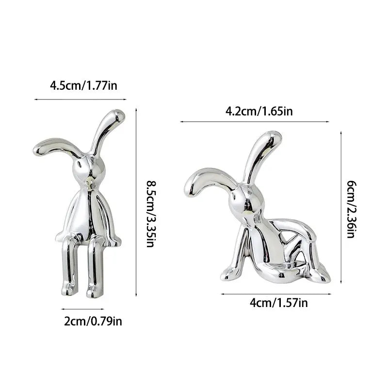Double Statue de lapin à longues oreilles, 2 pièces, accessoires de décoration de dessin animé, salon, chambre à coucher, voiture, ornement décoratif de bureau