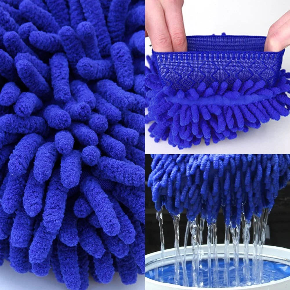 Gants de lavage de voiture en microfibre ultra absorbants, double face, éponge de nettoyage automobile en chenille, sans rayures, super épaisse, haute densité