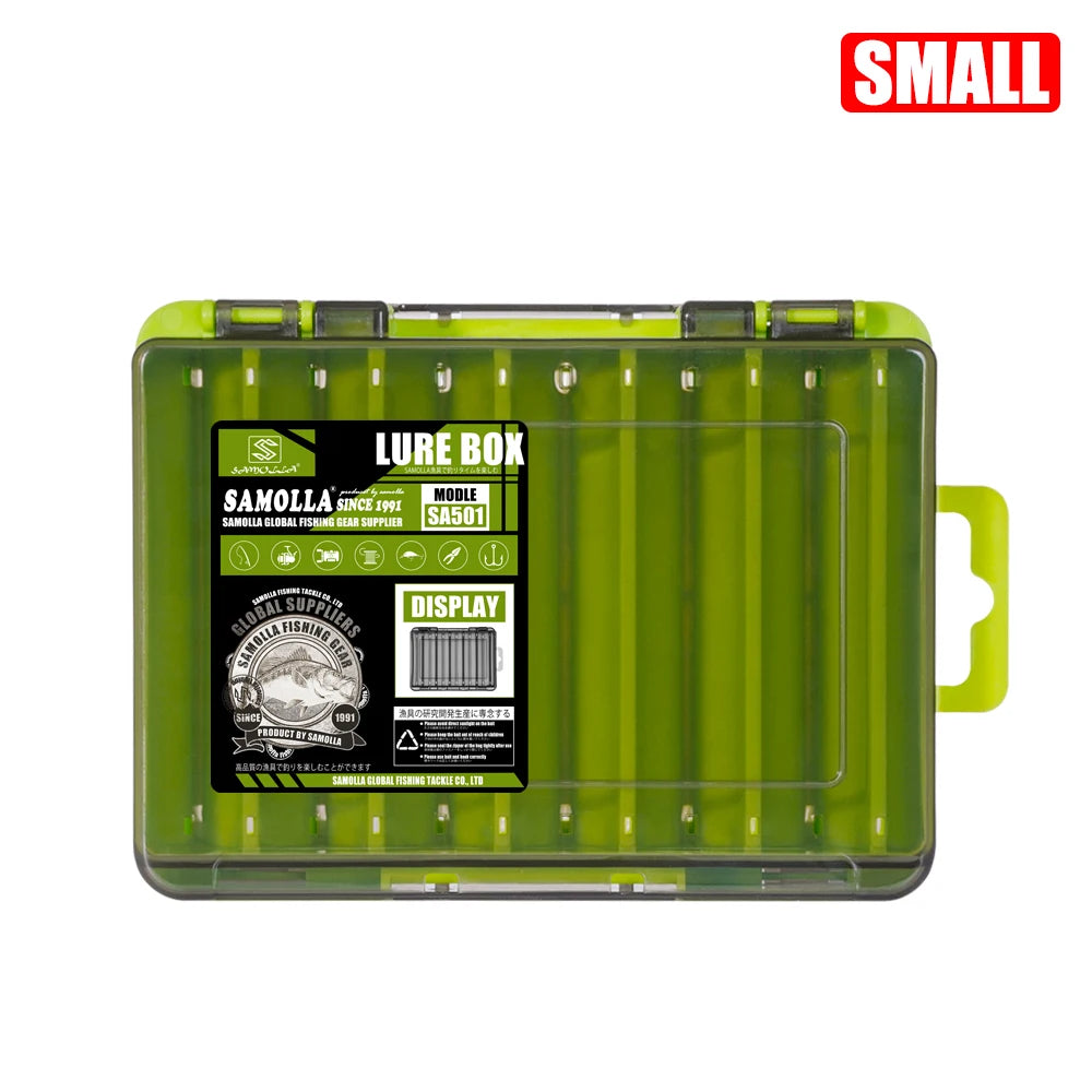 Caja de aparejos de pesca con 14 compartimentos, accesorios de pesca, estuche de almacenamiento para anzuelos de señuelo, cajas de almacenamiento de herramientas de pesca de doble cara