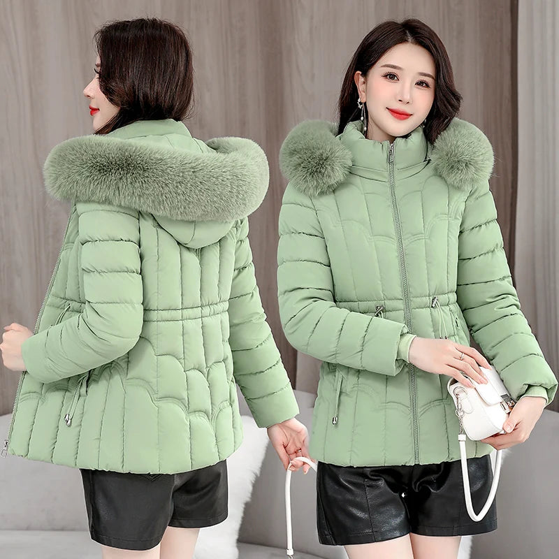 Winter 2025 new down jacket women Parkas fashion high quality warm cotton padded coat ladies short hooded overcoat tops