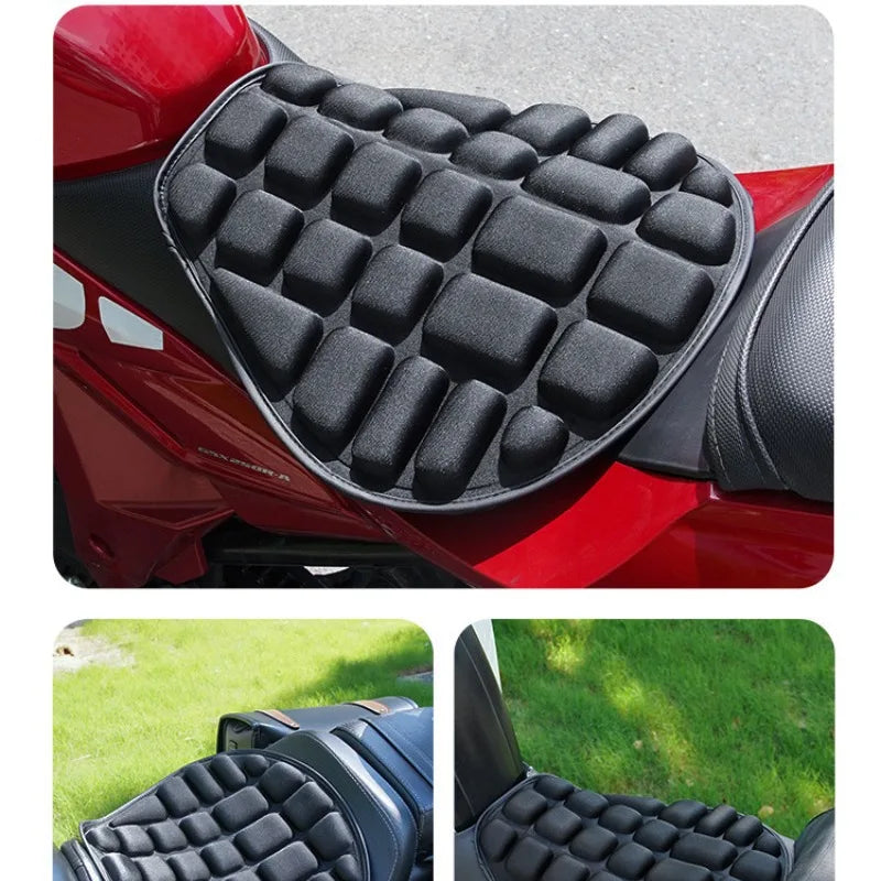 Coussin de Siège Moto 3D en Mousse Noire — Confort & Antidérapant