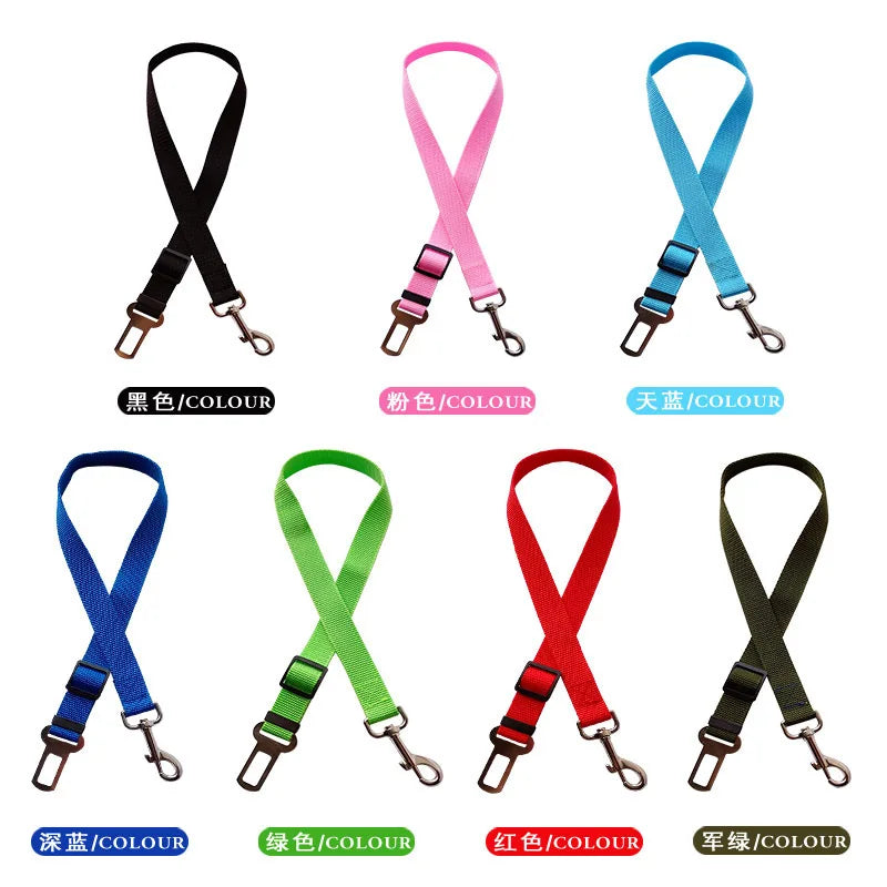 Accesorios ajustables para perros, cinturón de seguridad para mascotas, gatos, perros, asiento para mascotas, arnés de vehículo, clip de plomo, palanca de seguridad, collares de tracción para perros