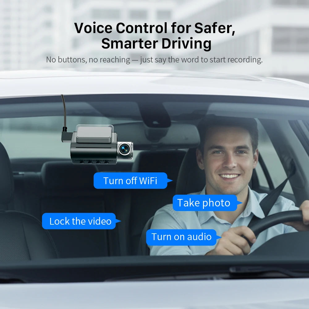 Dashcam 4K Avant & Arrière WiFi6 — Commande Vocale Enregistreur Application