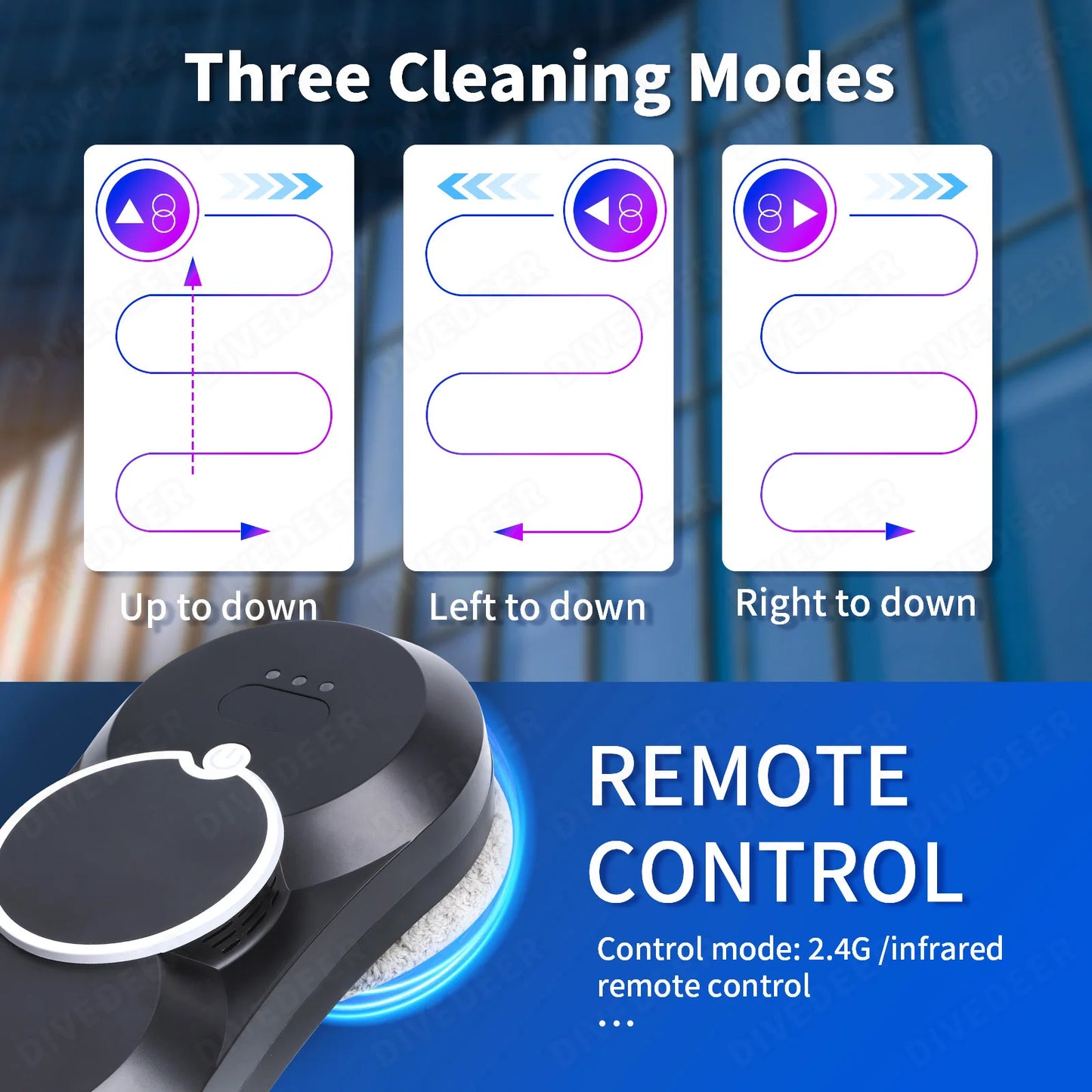 DIVEDEER Window Cleaning Robot Intelligent Water Spray Cleaning Robot Brushless Motor Window Cleaner Spray Window Cleaning Robot