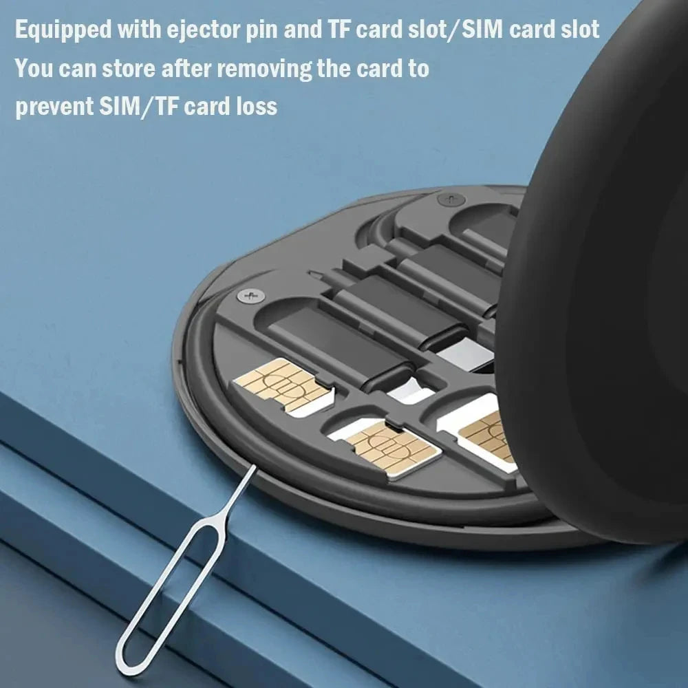 PD 60W multifuncional USB Tipo C cable de datos de carga rápida para IPhone Xiaomi cargador caja de almacenamiento adaptador tarjeta pin caja de viaje