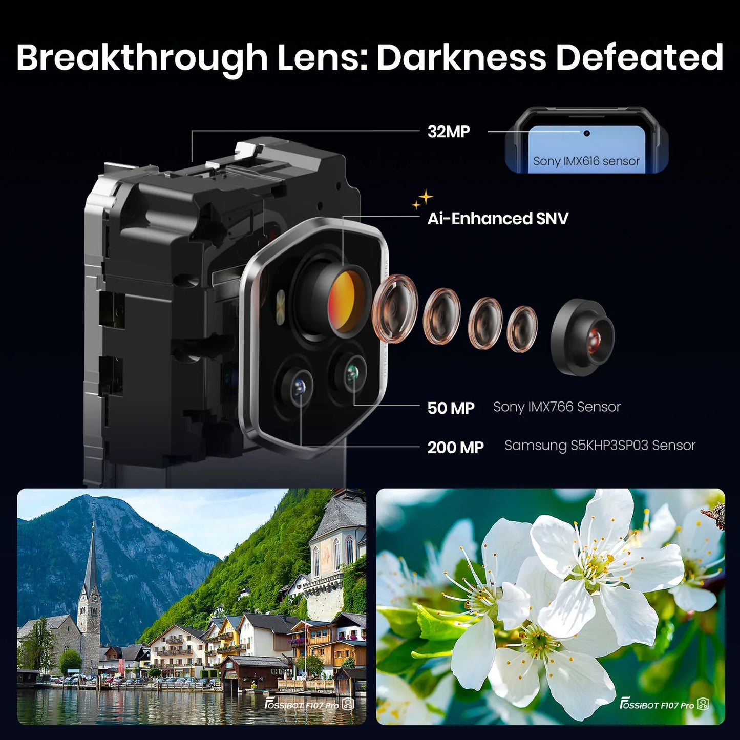 [Estreno mundial] Smartphone resistente FOSSiBOT F107 PRO 5G, hasta 30 GB + 512 GB, 6,95" FHD+ Android 15, 28000 mAh 66 W 2M FF Versión nocturna