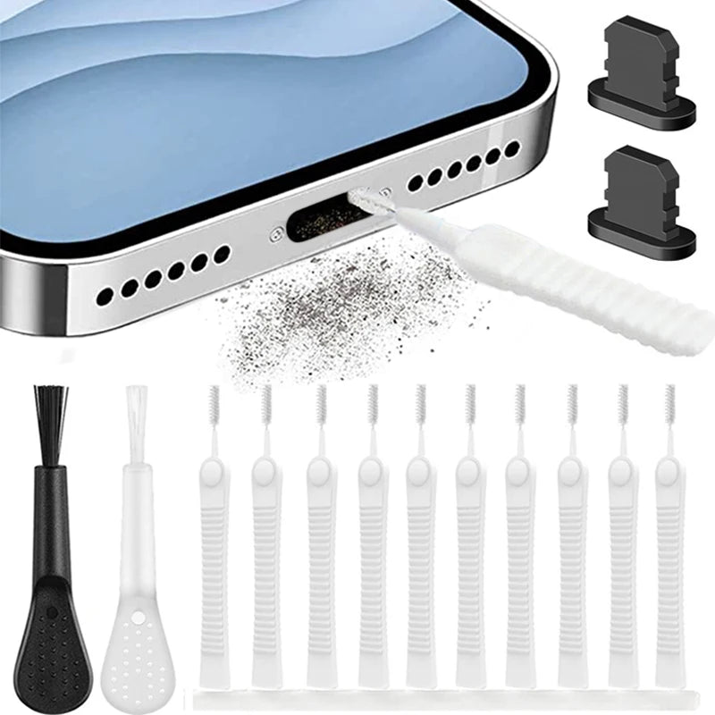 Kit de nettoyage anti-poussière pour port de chargement téléphone — brosse clavier ordinateur