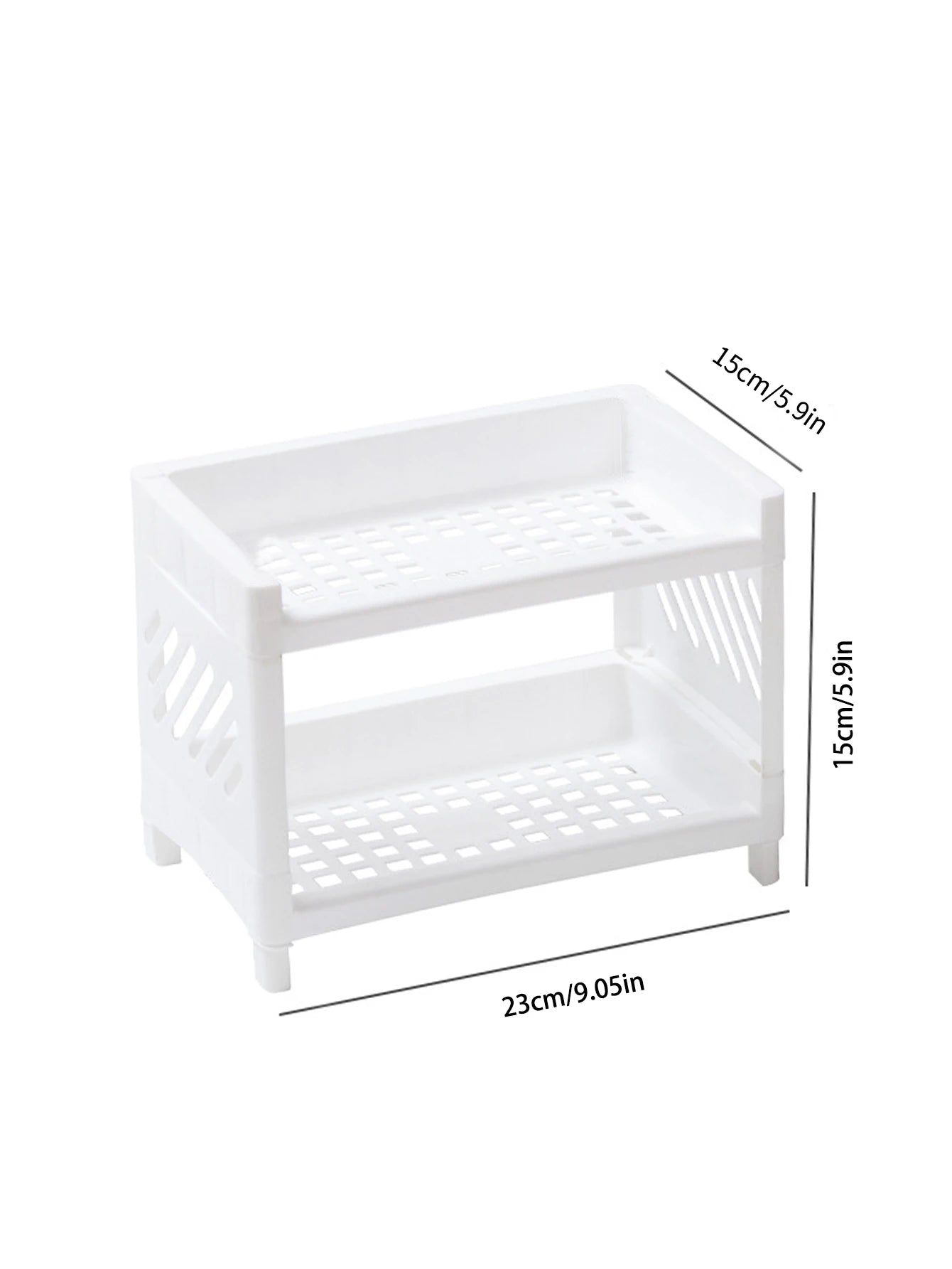 1 organizador de escritorio de doble capa de PP rectangular blanco para estudiantes, artículos de papelería, cosméticos de oficina