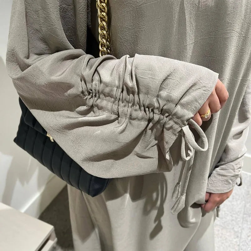 Robe modeste pour femmes musulmanes, arabie saoudite, Eid dubaï, Abaya uni, fête de vacances islamique, couleur unie, turquie, poignets à lacets, vêtements longs, 2024