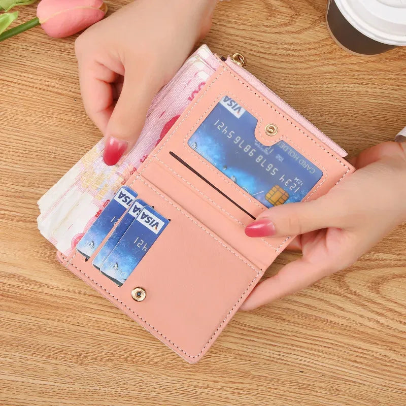 Portefeuille Femme Cuir Zipper — Porte-Monnaie Porte-Carte Téléphone Pochette