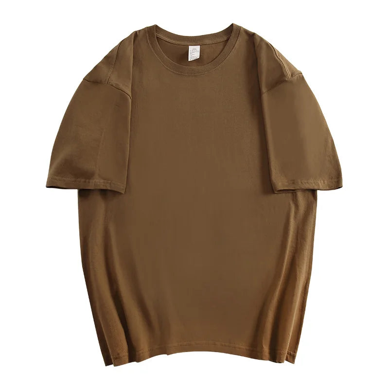 100% Cotton Five Half Sleeve Men Women Summer Loose Short Sleeve Casual T-Shirt Basic Round Neck Solid Color Tops