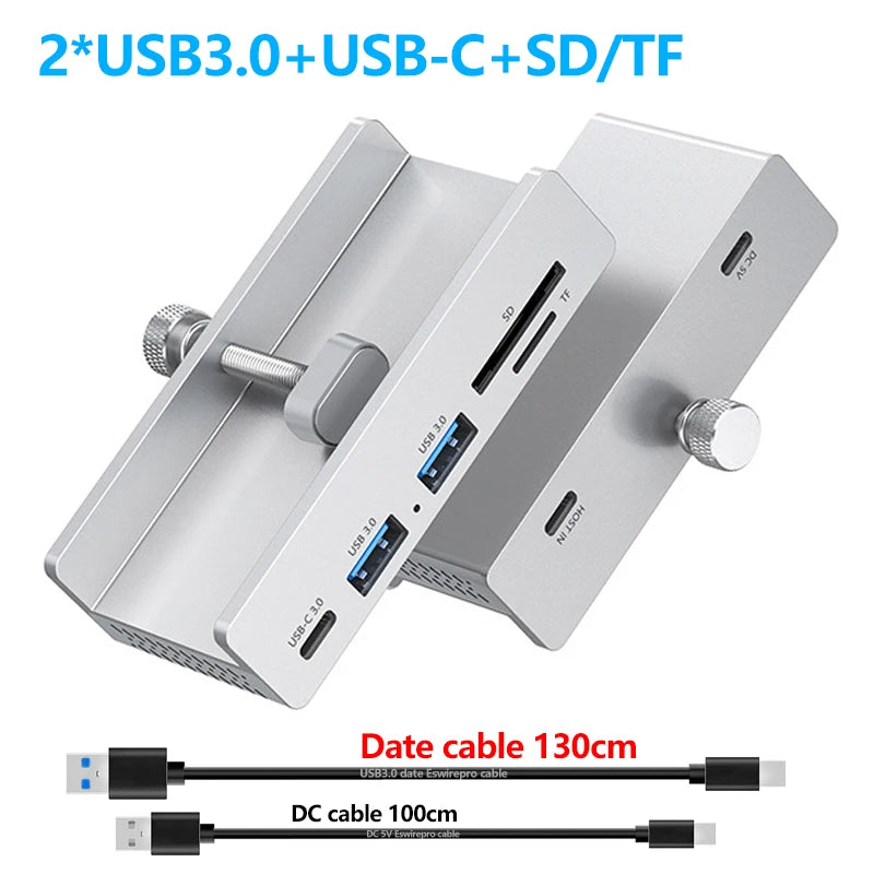 Abrazadera de concentrador USB de 10 Gbps, adaptador divisor USB3.2/3.0/2.0, estación de acoplamiento externa de múltiples clips para iMac Macbook Lenovo, accesorios para computadora de escritorio