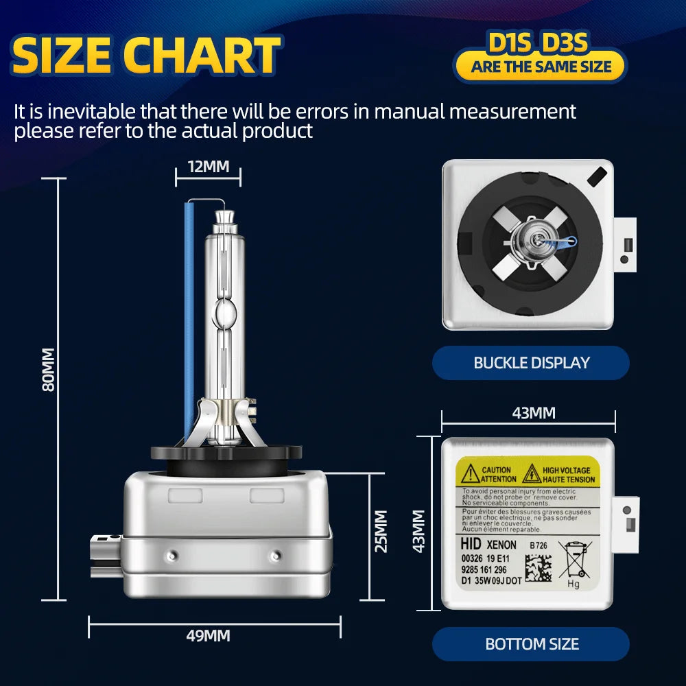 CROSSFOX 2pcs 35W D1S D2S D3S D4S Car Hi/Lo BI HID Xenon Headlight Bulbs Auto Headlamp 4300K 5000K 6000K 8000K 10000K 12000K