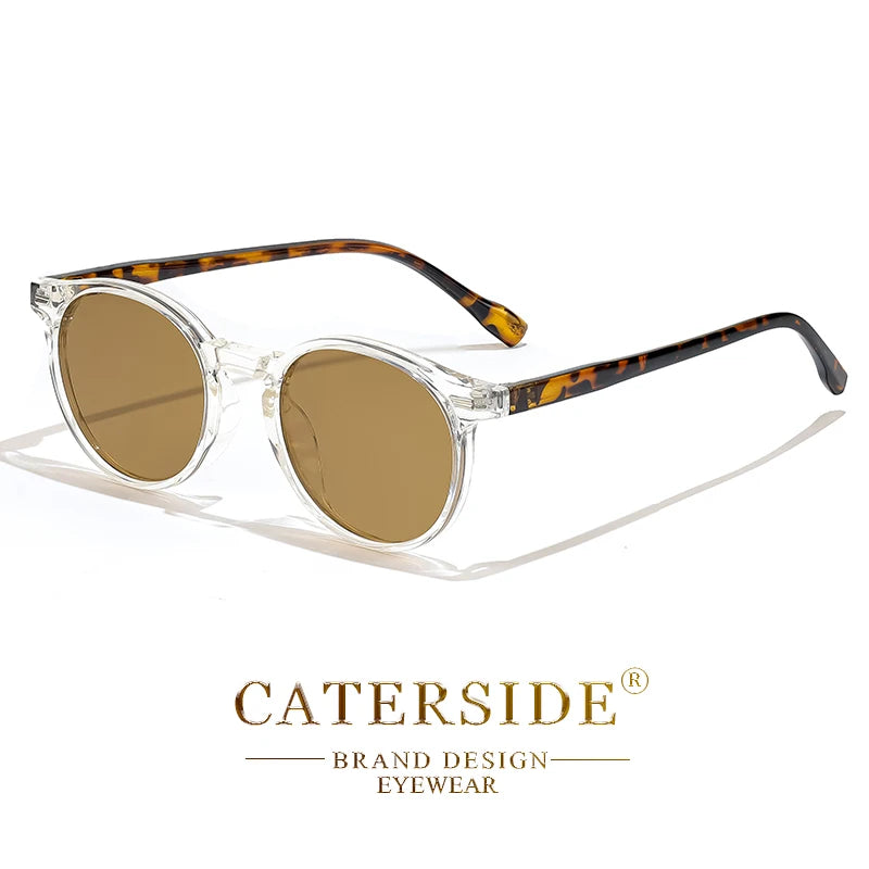 CATERSIDE Polarized Retro Round Sunglasses for Men and Women, TR90 / Acetate, Vintage Style, for Driving and Travel