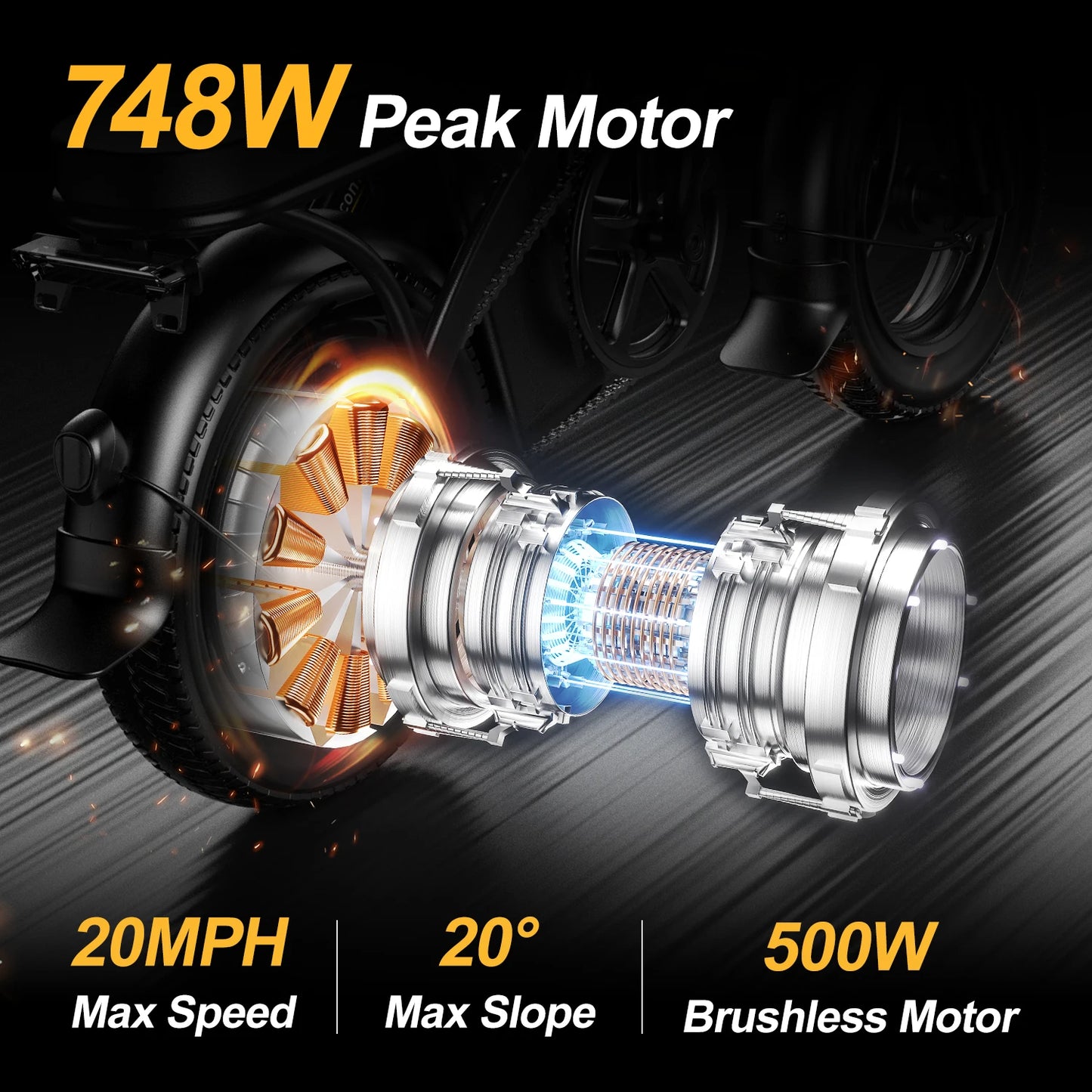 750W Peak Motor Electric Bicycle 48V15AH Removable Lithium Battery Foldable Adult E-bike LCD Display 14-inch Tire Electric Bicycle