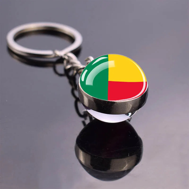 Porte-clés drapeau africain, algérie, somalie, tunisie, maroc, egypte, drapeau National, pendentif boule de verre Double face, cadeau