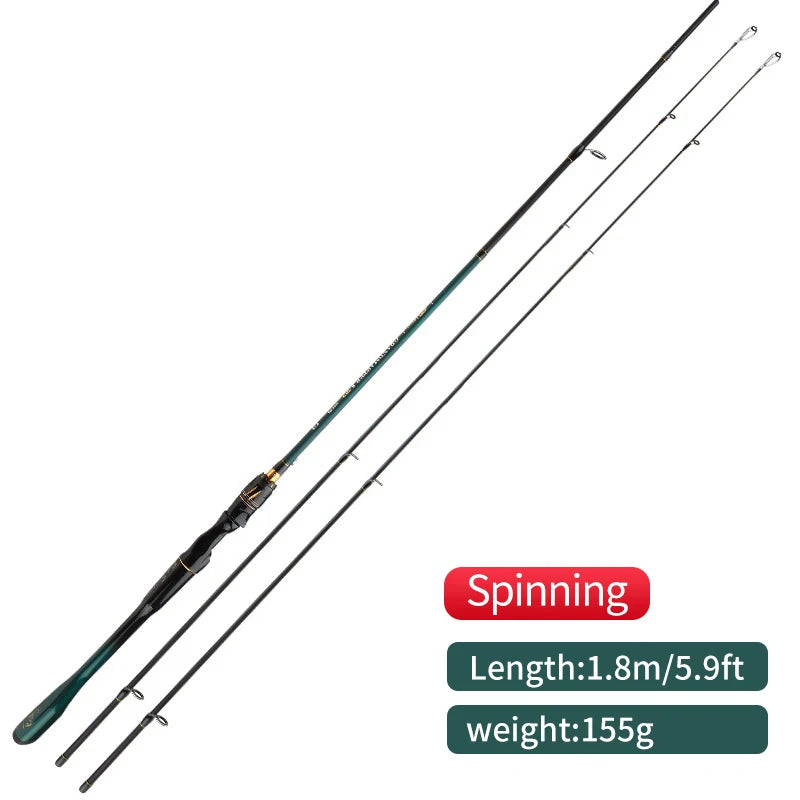 Canne à pêche ROLLFISH 2 Tips légère en fibre de carbone, puissance M/MH, spinning et casting, eau douce et eau salée