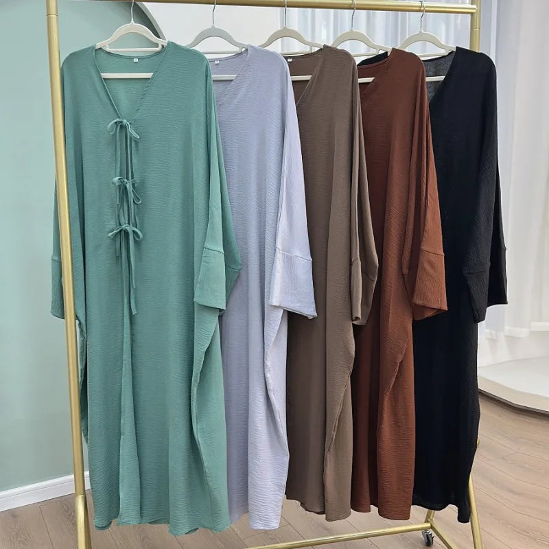 Robe Abaya Ouverte de Luxe pour Femme Musulmane, Cardigan Noir Modeste pour le Ramadan, Arabie Saoudite, Eid Dubaï, Robe de Soirée Islamique, Turquie, Vacances