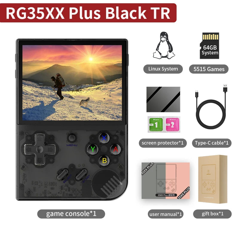 ANBERAlfred-Consola de juegos retro RG35XX Plus/RG35XX, pantalla IPS de 3.5", reproductor de videojuegos portátil Linux, compatible con salida HDMI-M de TVChancelor