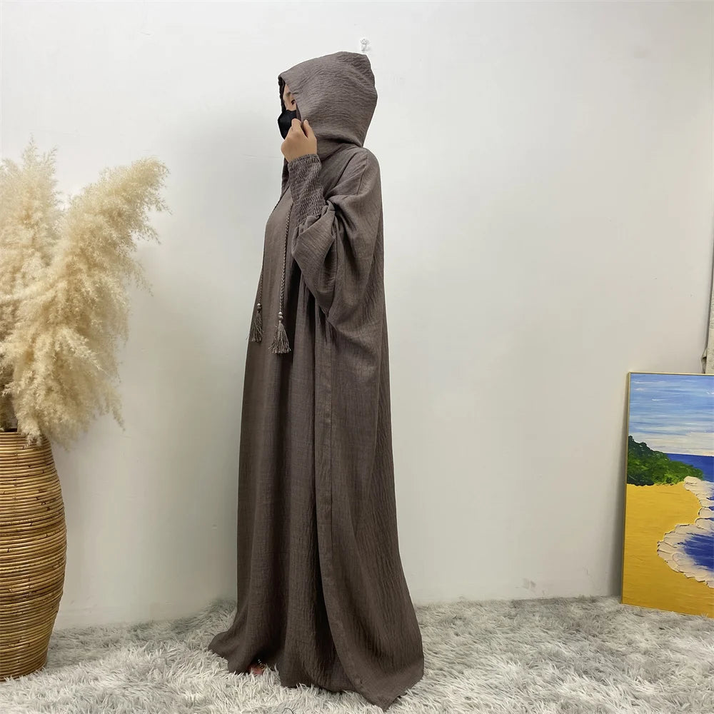Femmes 12 couleurs Abayas musulman Ramadan vêtements de prière avec capuche Jalaba solide décontracté manches chauve-souris Robe arabe Eid Djellab