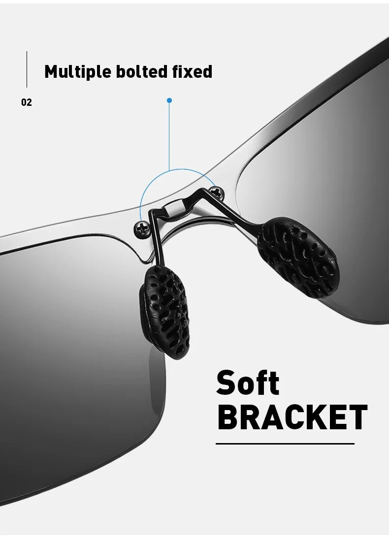 Lunettes de soleil polarisées classiques en métal pour hommes, mode, conduite, pêche, demi-monture, rétro, marque de luxe, lunettes de créateur, UV400