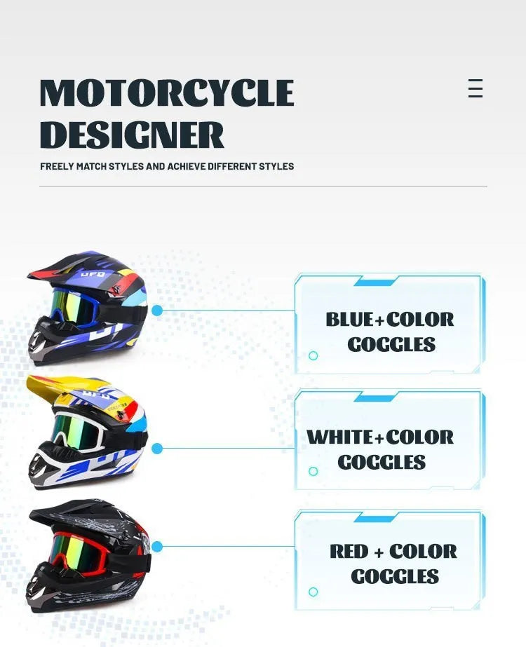 Casque de moto tout-terrain professionnel pour adultes et enfants, casque de moteur de course DOT de descente, cadeau gratuit