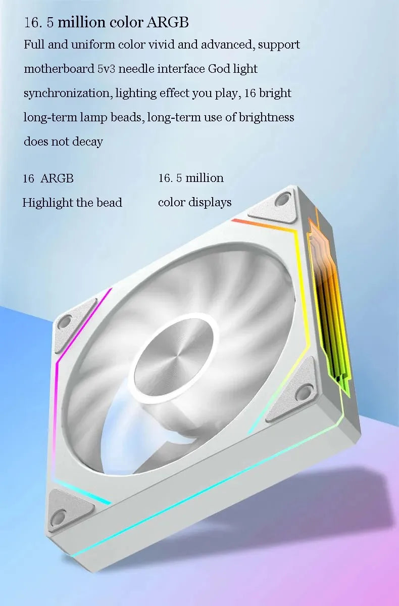 Ventilateur de boîtier PC ARGB LDPCSJ Prism 4RS 120 mm avec design miroir infini, synchronisation avec la carte mère, ventilateur de refroidissement CPU PWM 4 broches