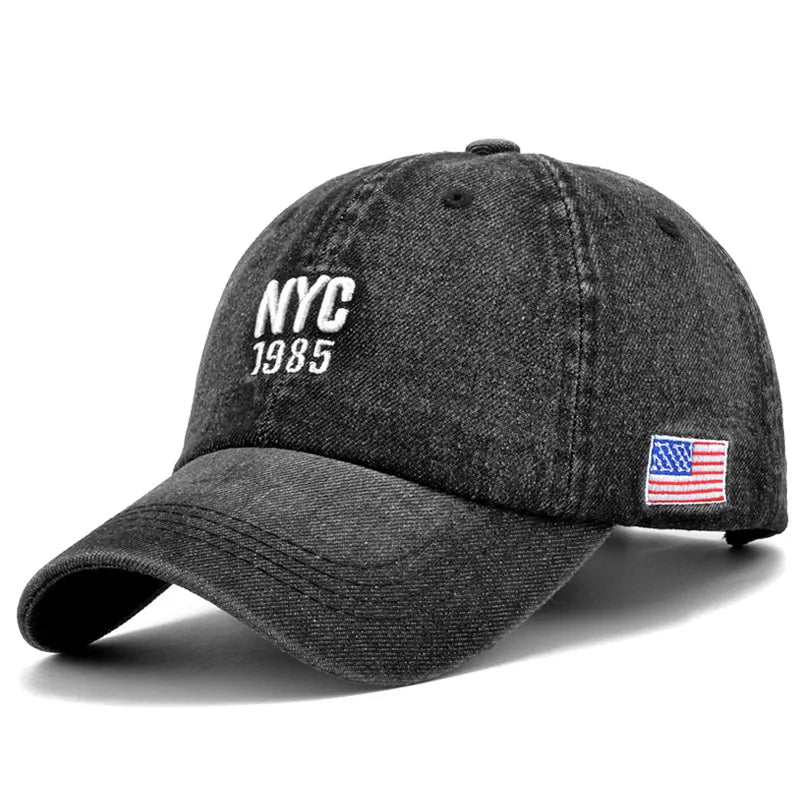 Casquette de baseball en denim pour hommes et femmes — lettres brodées, sport été, hip hop, unisexe, 2024