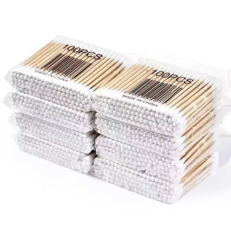 Coton-Tige Jetable Double Extrémité — Lot de 100 Pièces Oreilles & Démaquillage