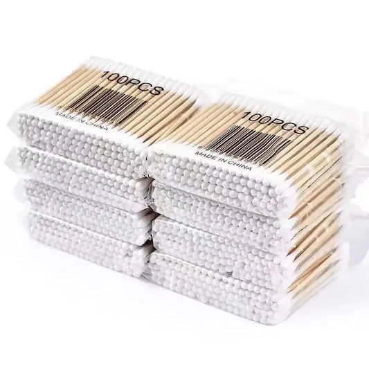 100pcs Double-ended Disposable Cotton Swabs for Ear Cleaning and Makeup Removal