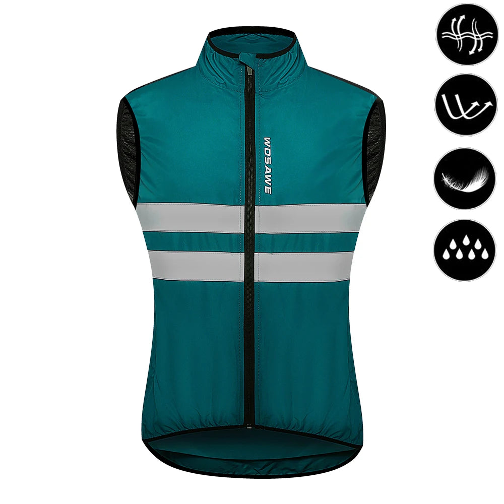 Gilets de cyclisme nuit sécurité pour hommes — sans manches, sport, VTT, vêtements vélo route