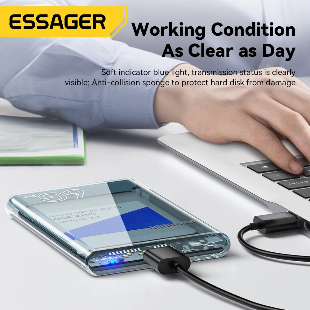 Essager 2.5 pouces SATA boîte USB 3.0 HDD boîtier étuis de disque dur mobiles pour SSD 2.5 pouces SATA boîtier de stockage boîtier de disque dur