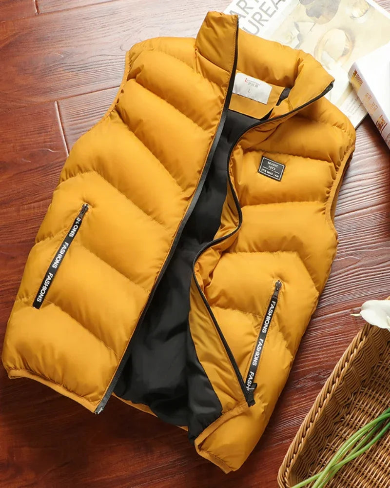 Manteaux bouffants sans manches pour hommes, doudoune de couleur unie, gilet chaud d'hiver, vêtements d'extérieur, coupe-vent, nouvelle collection 2024
