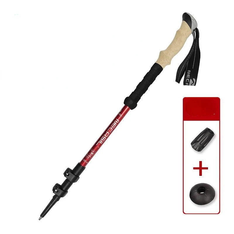 1 pièces en aluminium randonnée en plein air Anti choc bâtons de marche télescopique Trekking bâtons d'escalade ultralégers cannes de marche 135CM