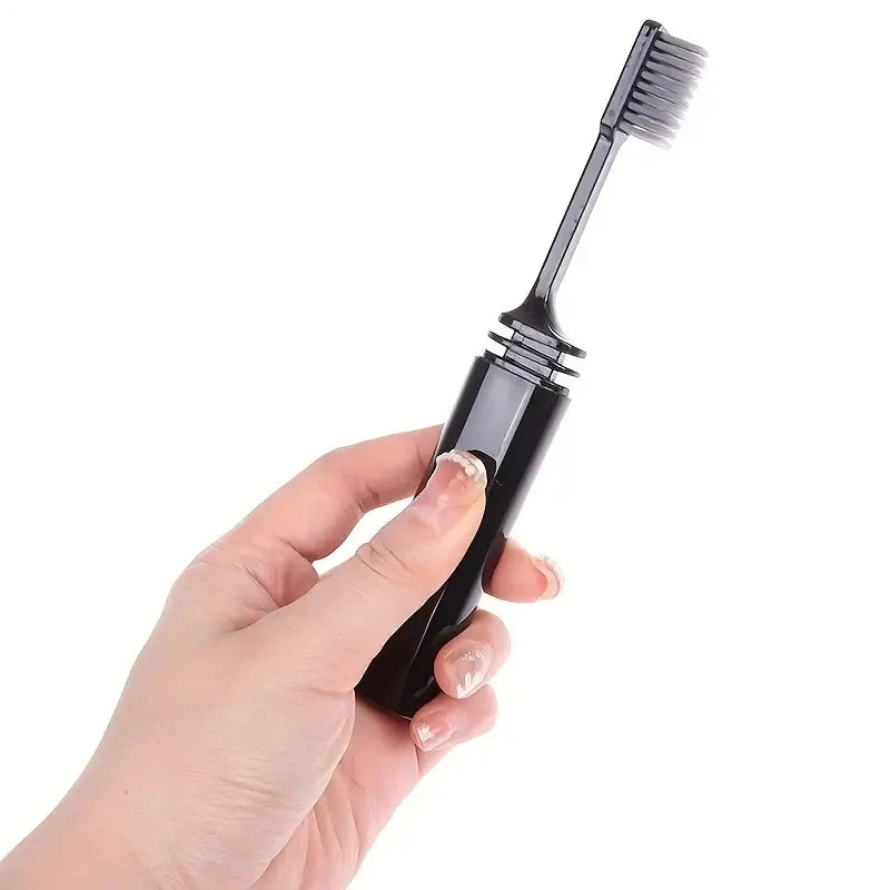 Brosse à dents pliante au charbon de bois compacte portable, parfaite pour le voyage, le camping et la randonnée, facile à prendre et efficace