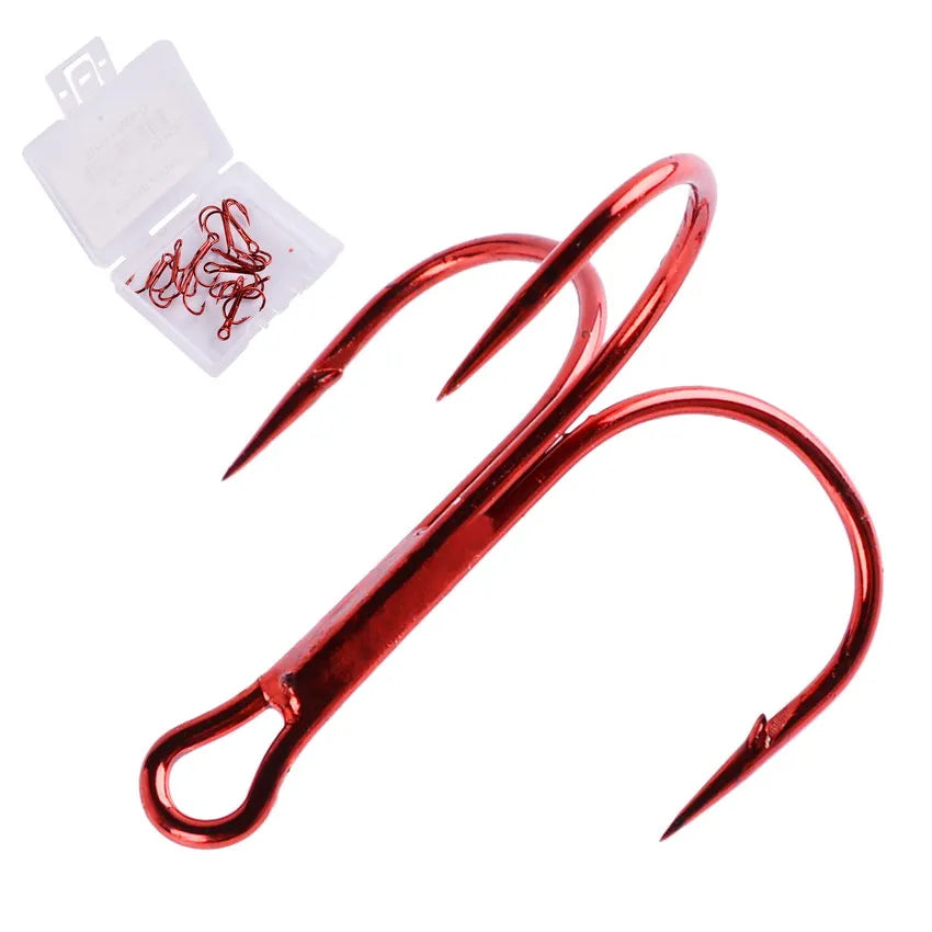 Hameçons triples de pêche aiguisés blancs, matériel de pêche au poisson, outils et accessoires, 10 pièces/boîte