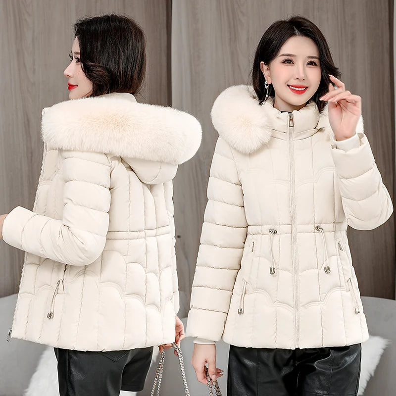 Winter 2025 new down jacket women Parkas fashion high quality warm cotton padded coat ladies short hooded overcoat tops
