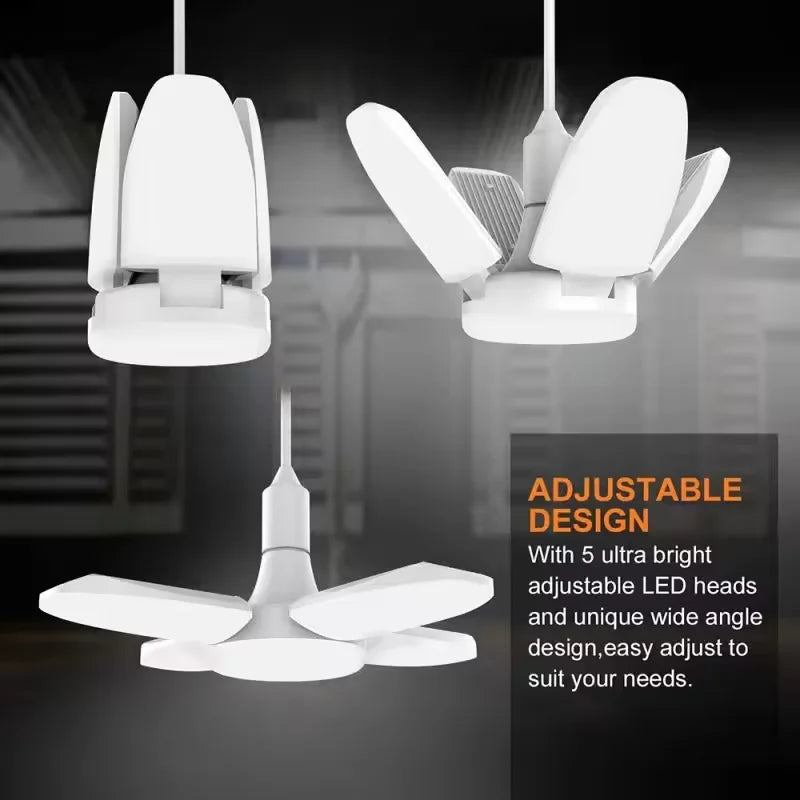 Ampoule LED pliable en forme d'éventail E27, déformation AC220V/110V pour plafonniers domestiques, entrepôt et Garage, feuille blanche 6500K