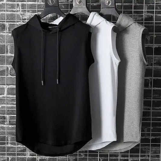 Gilet Sans Manches Hip Hop Homme — Cravate Capuche Ample Solide Été