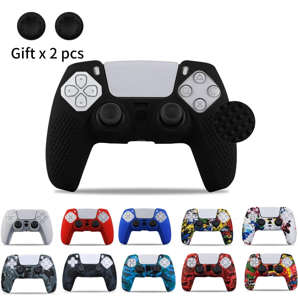 Funda de silicona protectora para mando de PS5, antideslizante, protectora, para gamepad de PlayStation 5, accesorios con agarres