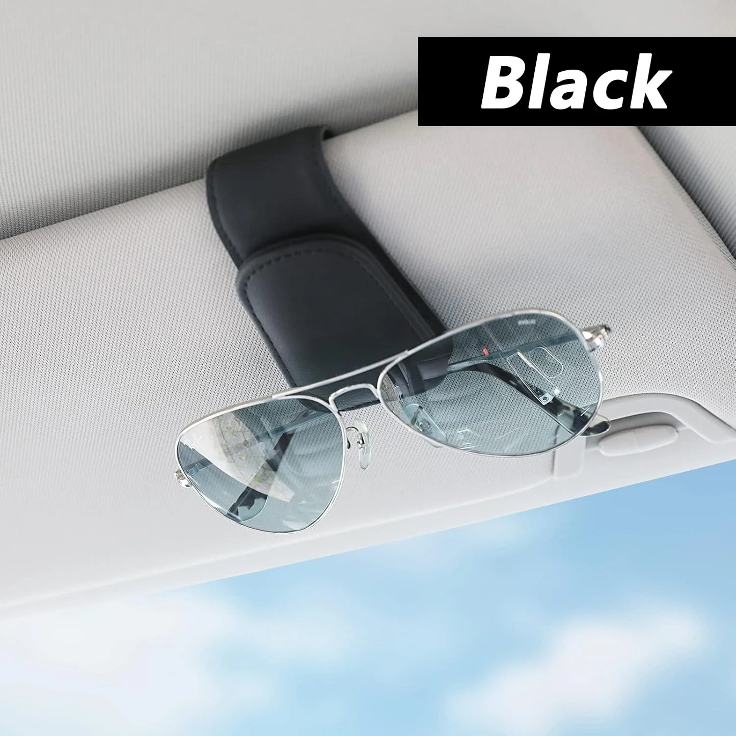El soporte para gafas de sol se adapta a las viseras del coche, clip magnético de cuero para gafas de sol y clip para b