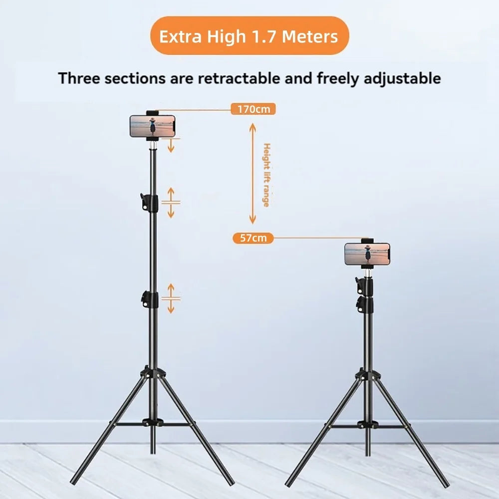 Support extensible de 170cm, hauteur réglable pour téléphone portable, trépied de Support en direct, enregistrement multifonctionnel, trépied d'atterrissage pour Selfie
