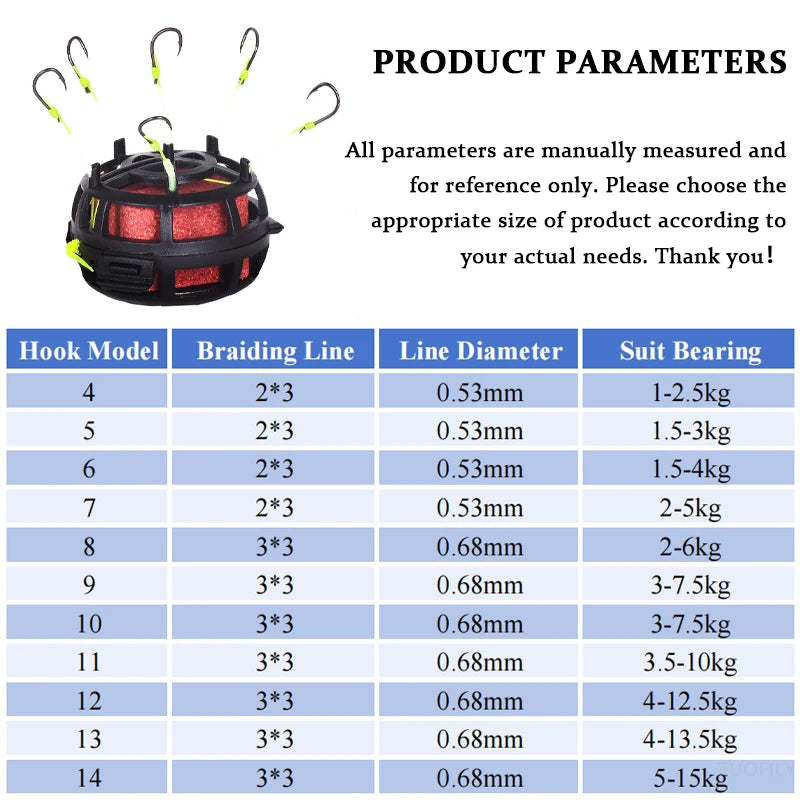 Inverted Bottom Bait Cage, String Hook, Anti-Bottom Fishing Bait Cage, 6 Hooks, PE Line, Group Feeder, Sinkers, Freshwater Fishing
