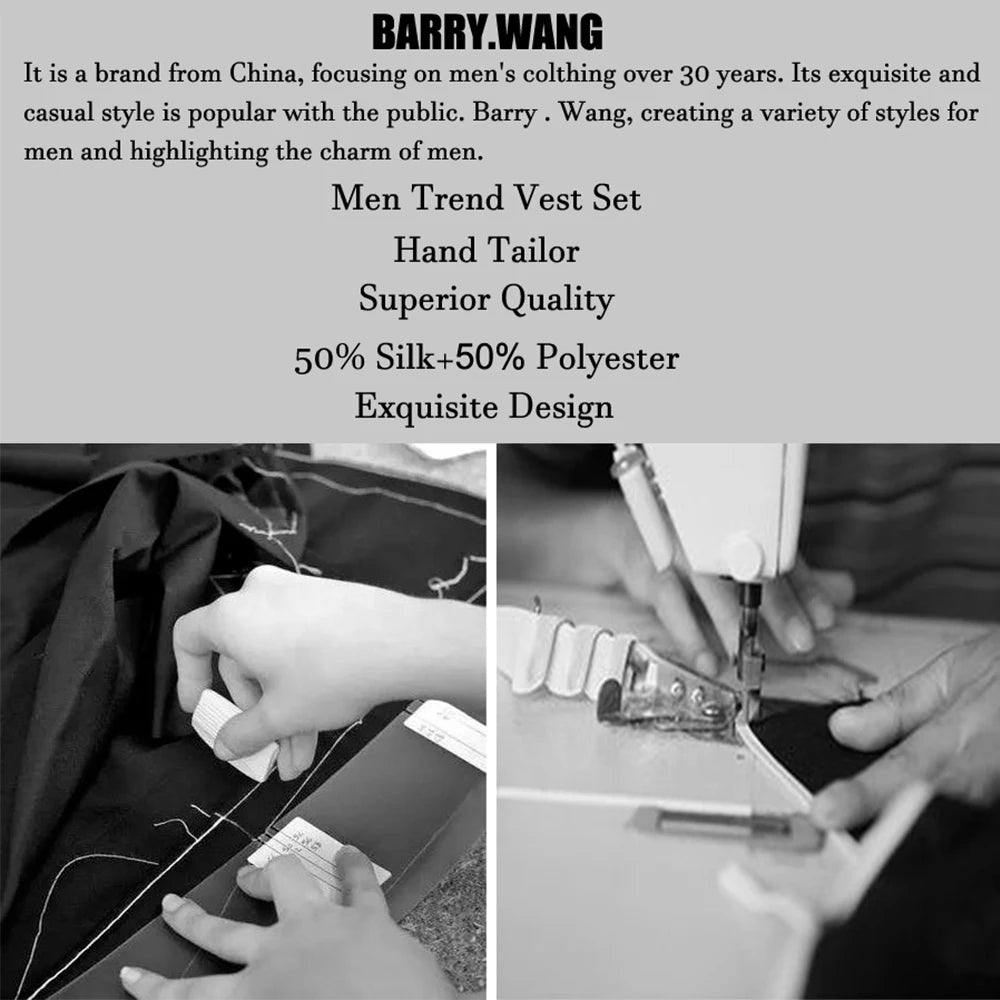 Lujo para hombre, conjunto de chaleco verde Paisley Floral Slim, para hombre, chaleco de vestir sin mangas, formal de trabajo, con corbata y pañuelo, de Barry Wang